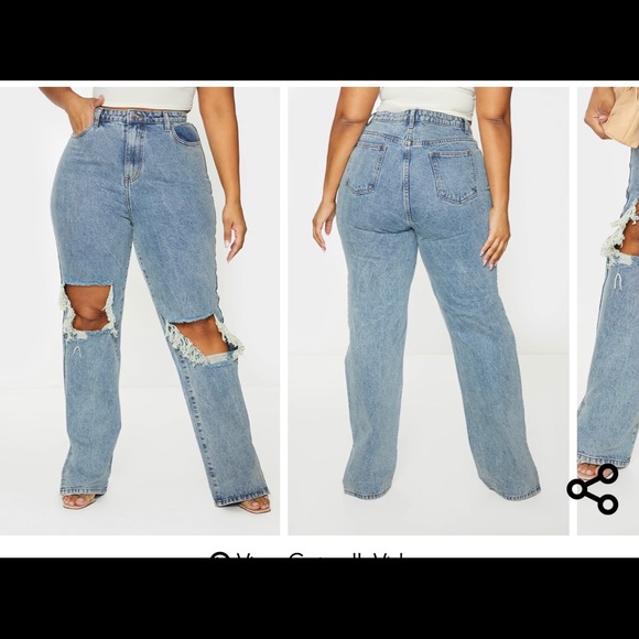 Vintage Wash Distressed Knee split Hem jeans - Picture 2 of 2